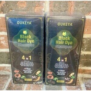 Black Hair Dye Shampoo 2X-500ml Bottles 4in1